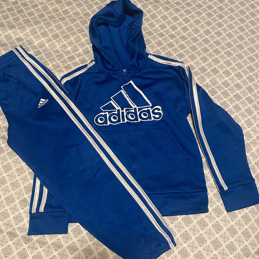 Adidas Royal Blue Hoodie Set with White Accents
